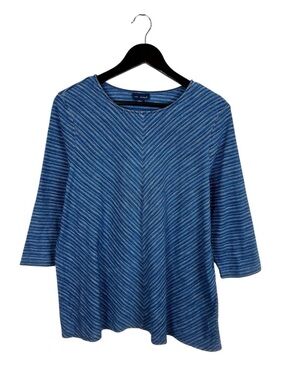 J. Jill Pure Jill Indigo Blue Striped Tunic Top Size Medium 100% Cotton
